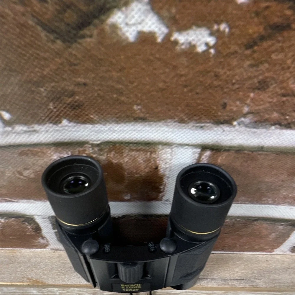 Bausch & Lomb 12x25 Compact Binoculars 12x Coated Roof Prism Black w/ Case